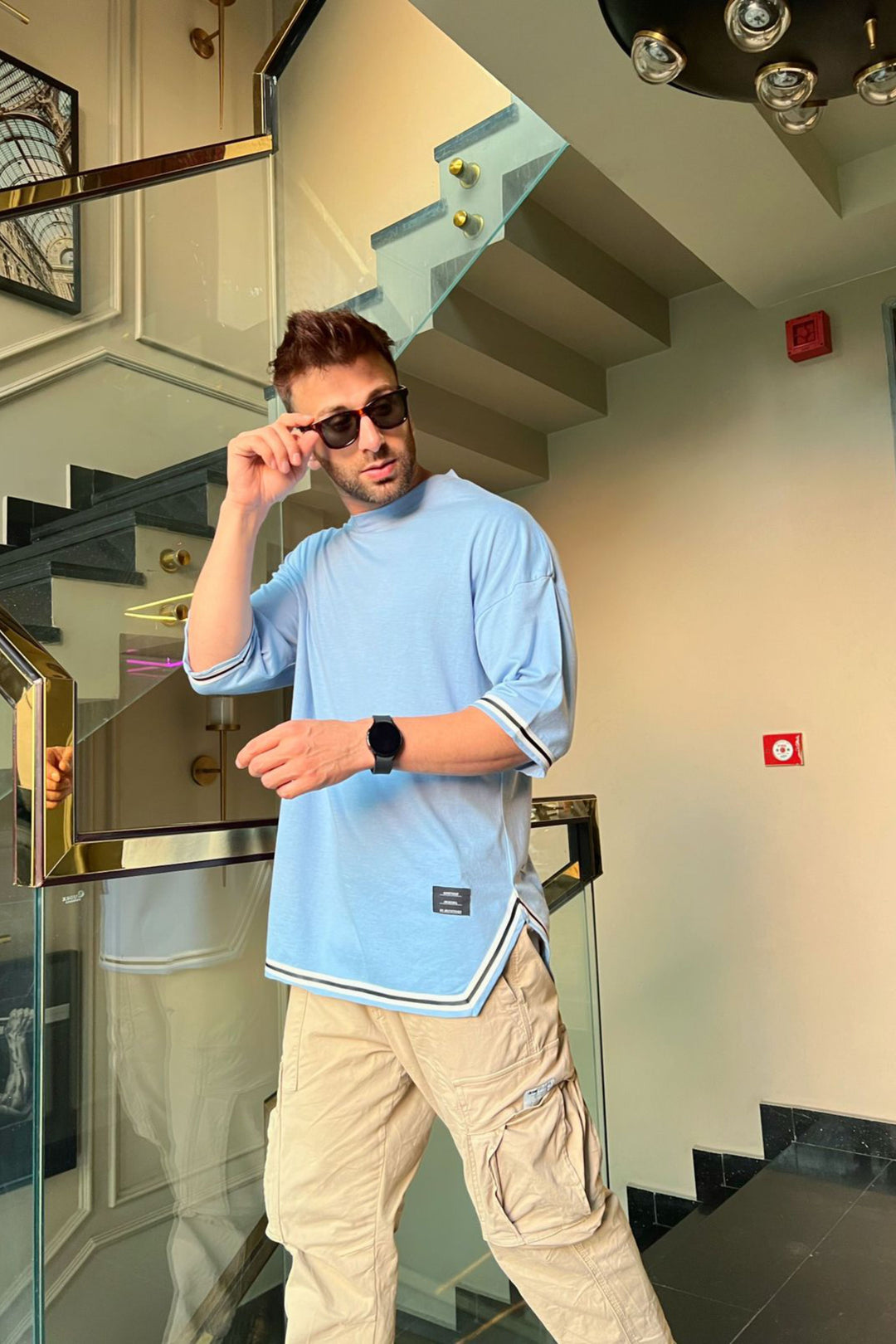 Oversized Blue Half Sleeve T-Shirt