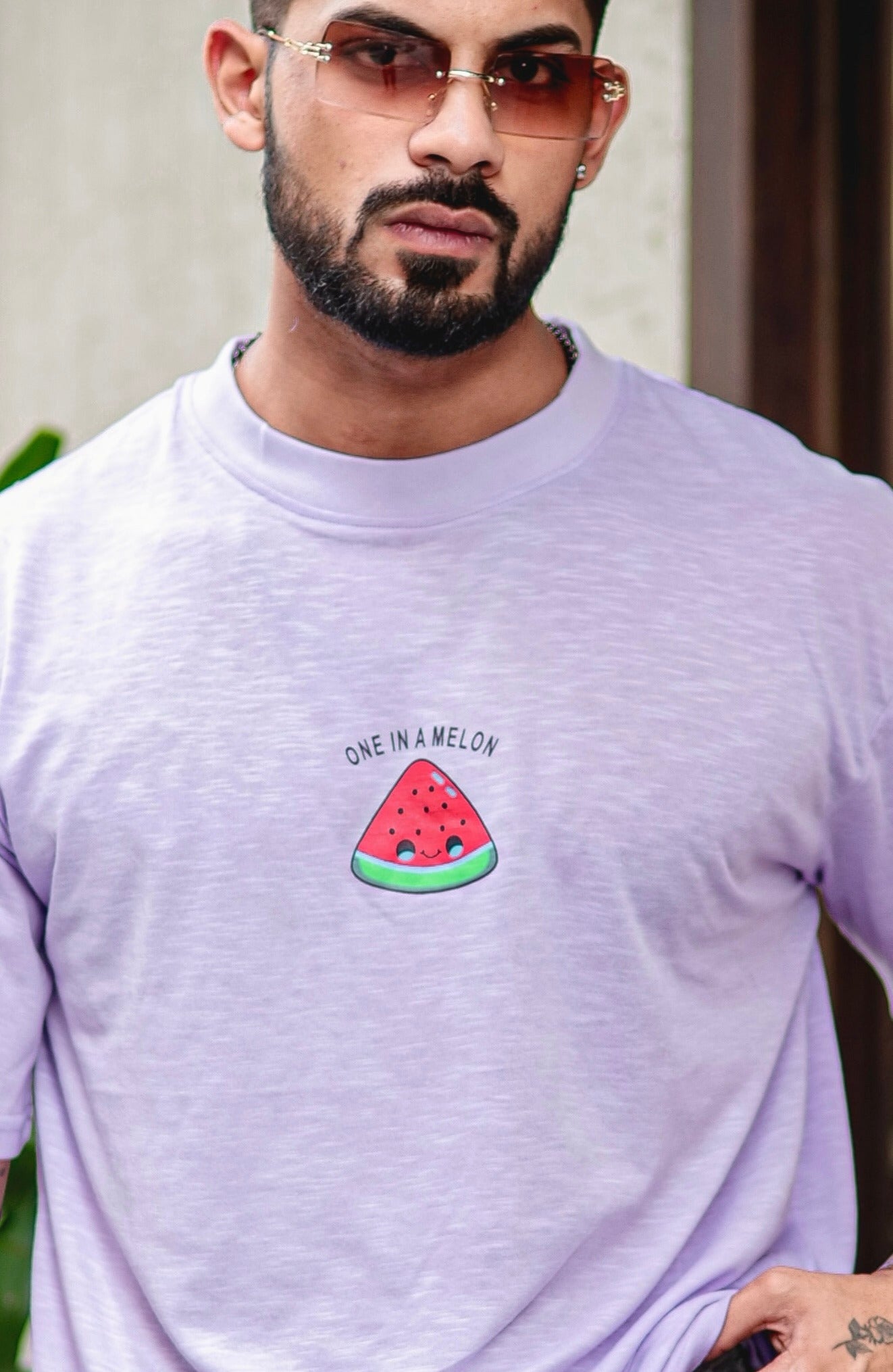 Lavender "ONE IN A MELON" Oversized Cotton T-Shirt