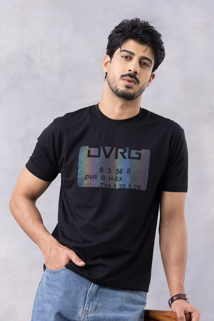 Black Typographic Half Sleeve Round Neck T-Shirt