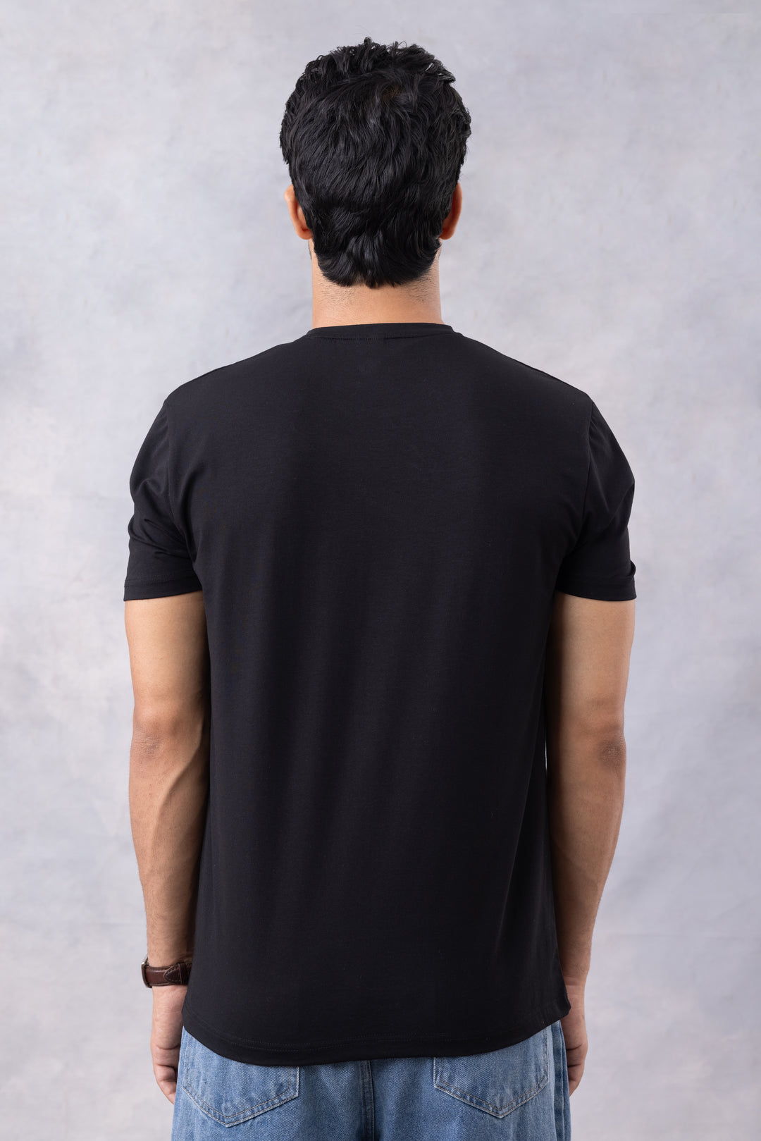 Black Typographic Half Sleeve Round Neck T-Shirt
