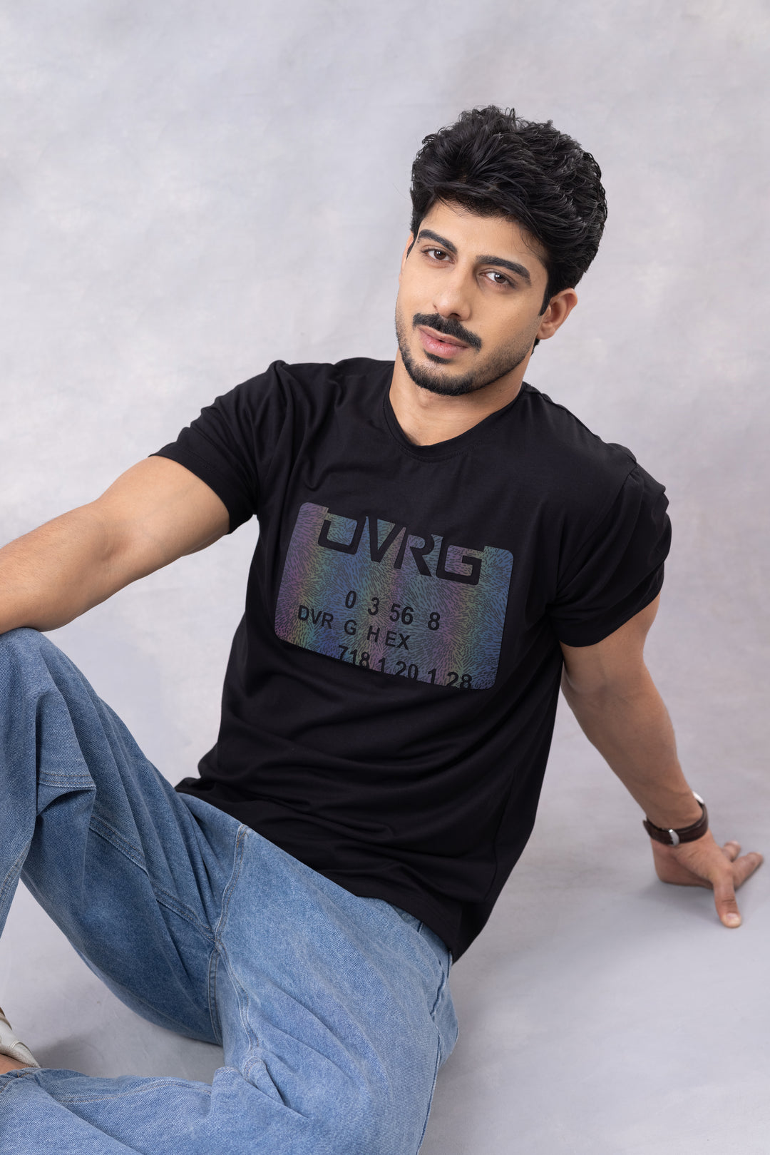 Black Typographic Half Sleeve Round Neck T-Shirt