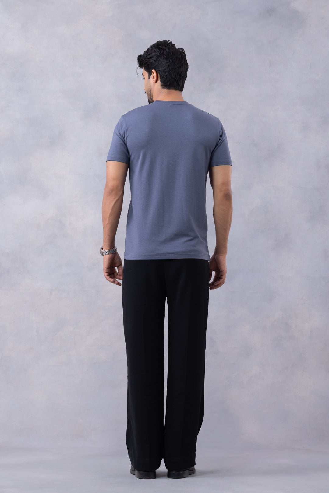 Blue "BE RAW" Half Sleeve Round Neck T-Shirt