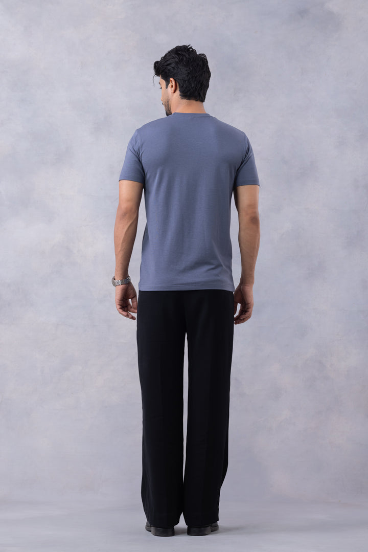 Blue "BE RAW" Half Sleeve Round Neck T-Shirt