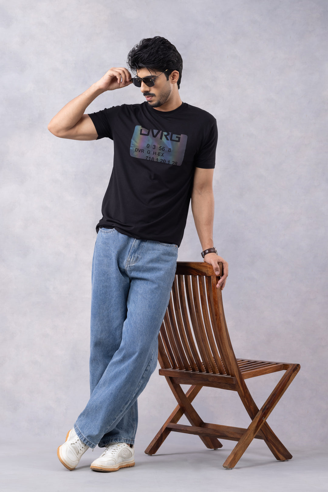 Black Typographic Half Sleeve Round Neck T-Shirt
