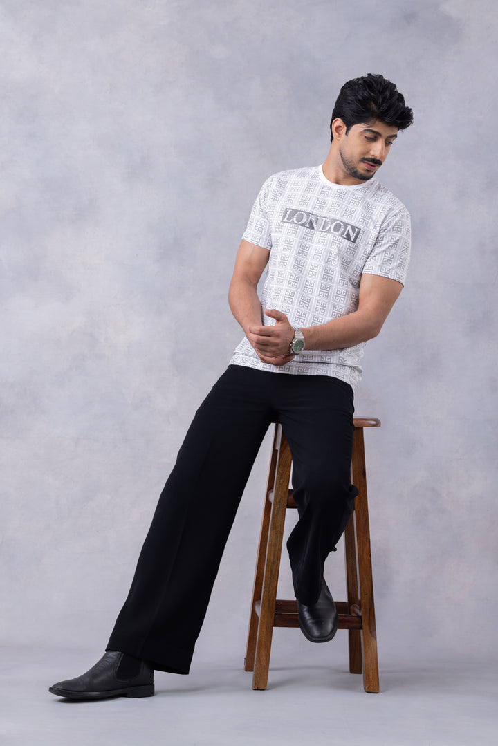 White "London" Half Sleeve Round Neck T-Shirt