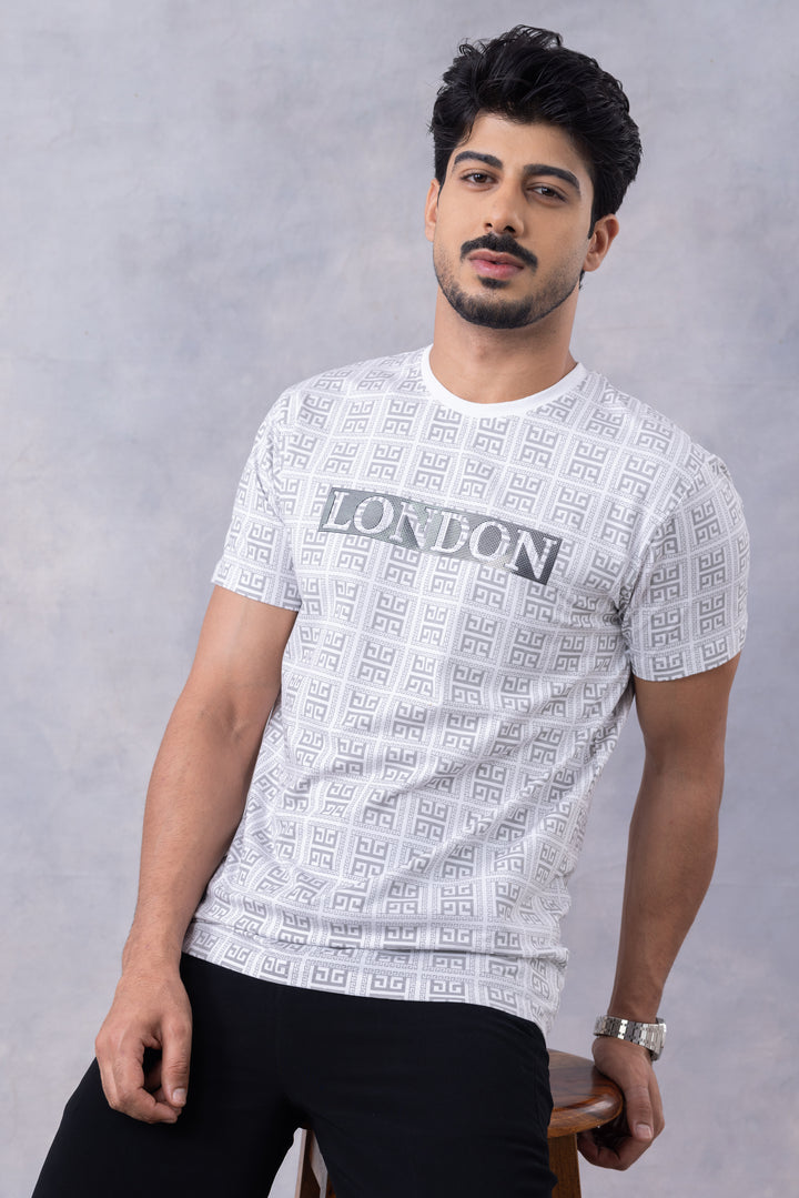 White "London" Half Sleeve Round Neck T-Shirt