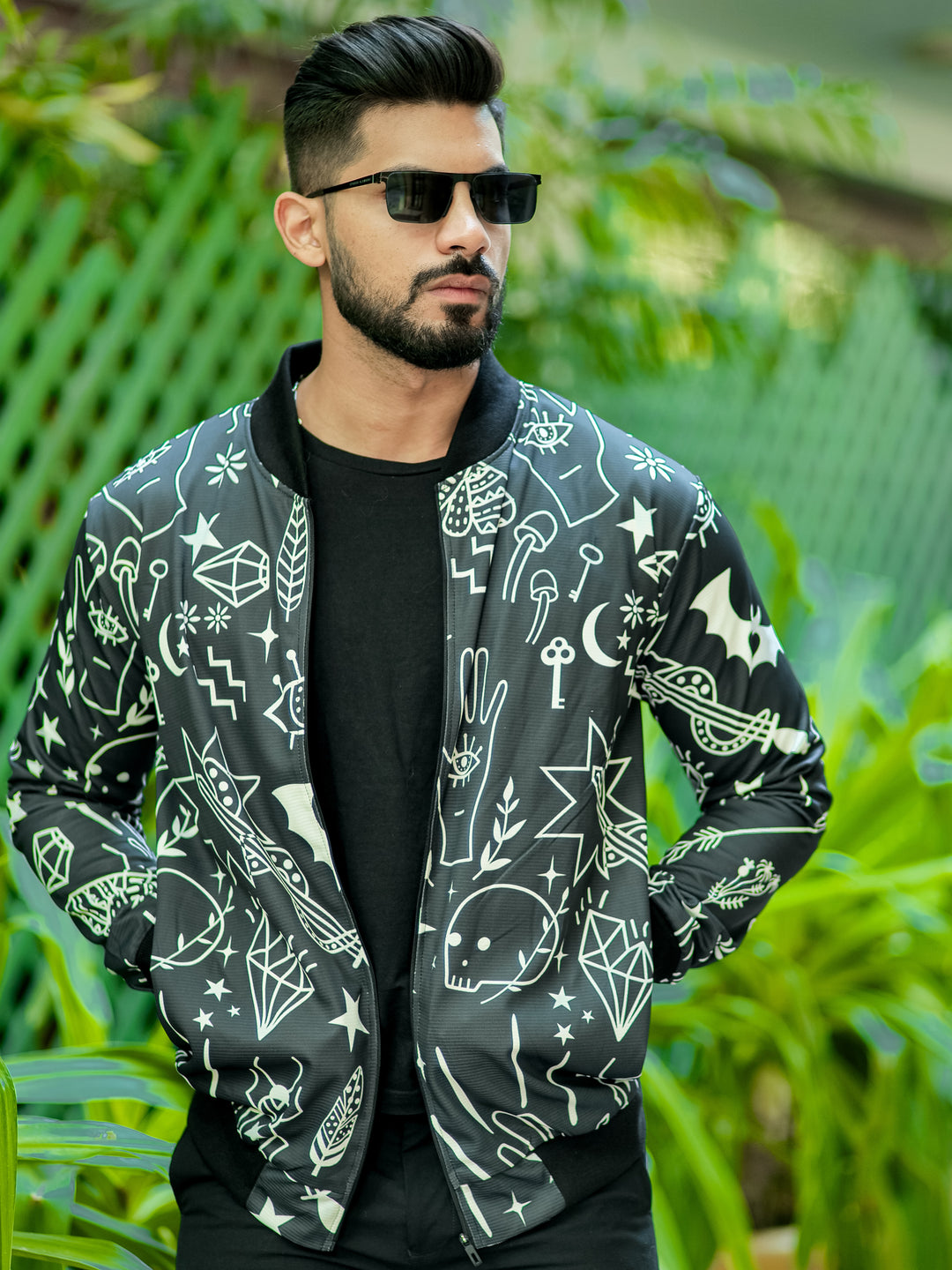 Dark Green "Digital Print" Bomber Jacket