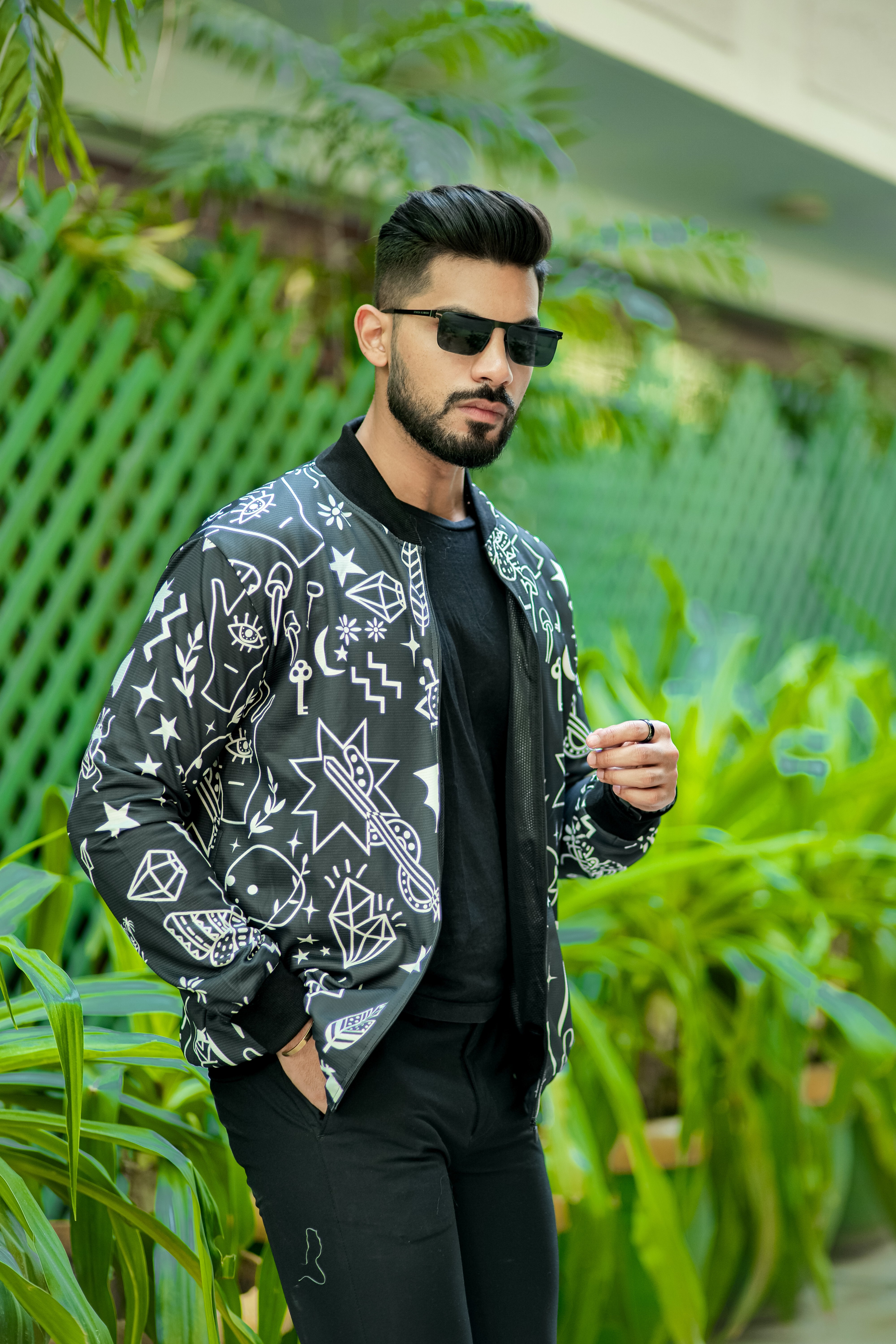 Dark Green "Digital Print" Bomber Jacket