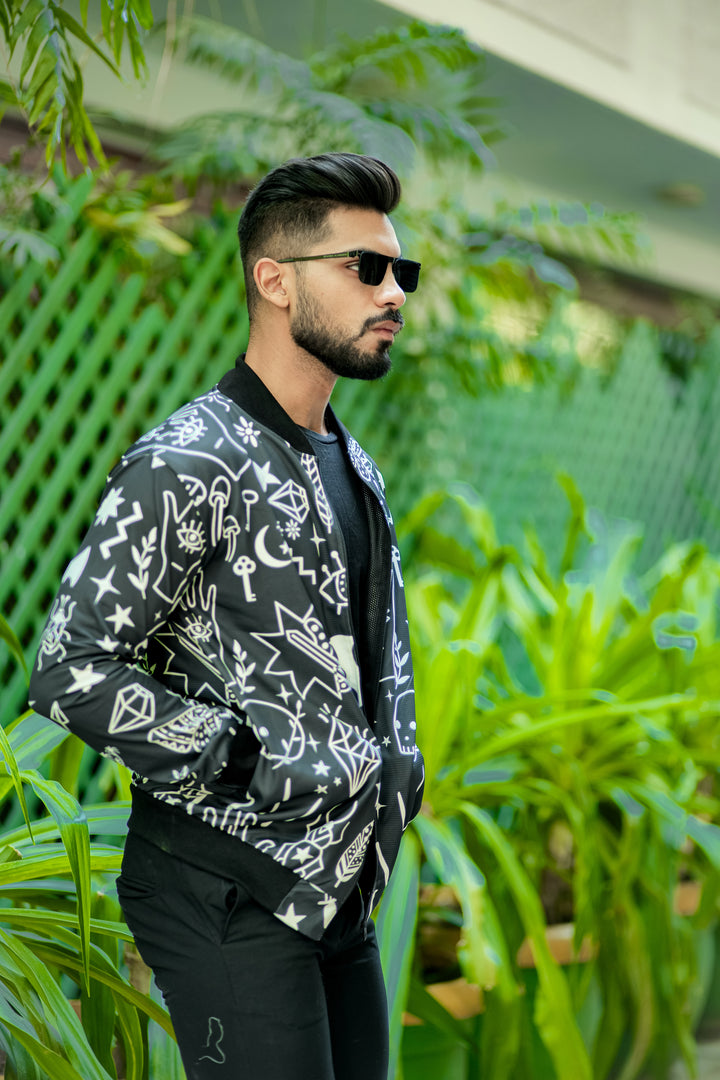 Dark Green "Digital Print" Bomber Jacket