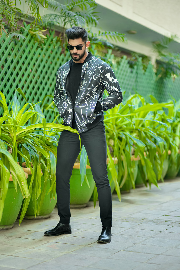 Dark Green "Digital Print" Bomber Jacket