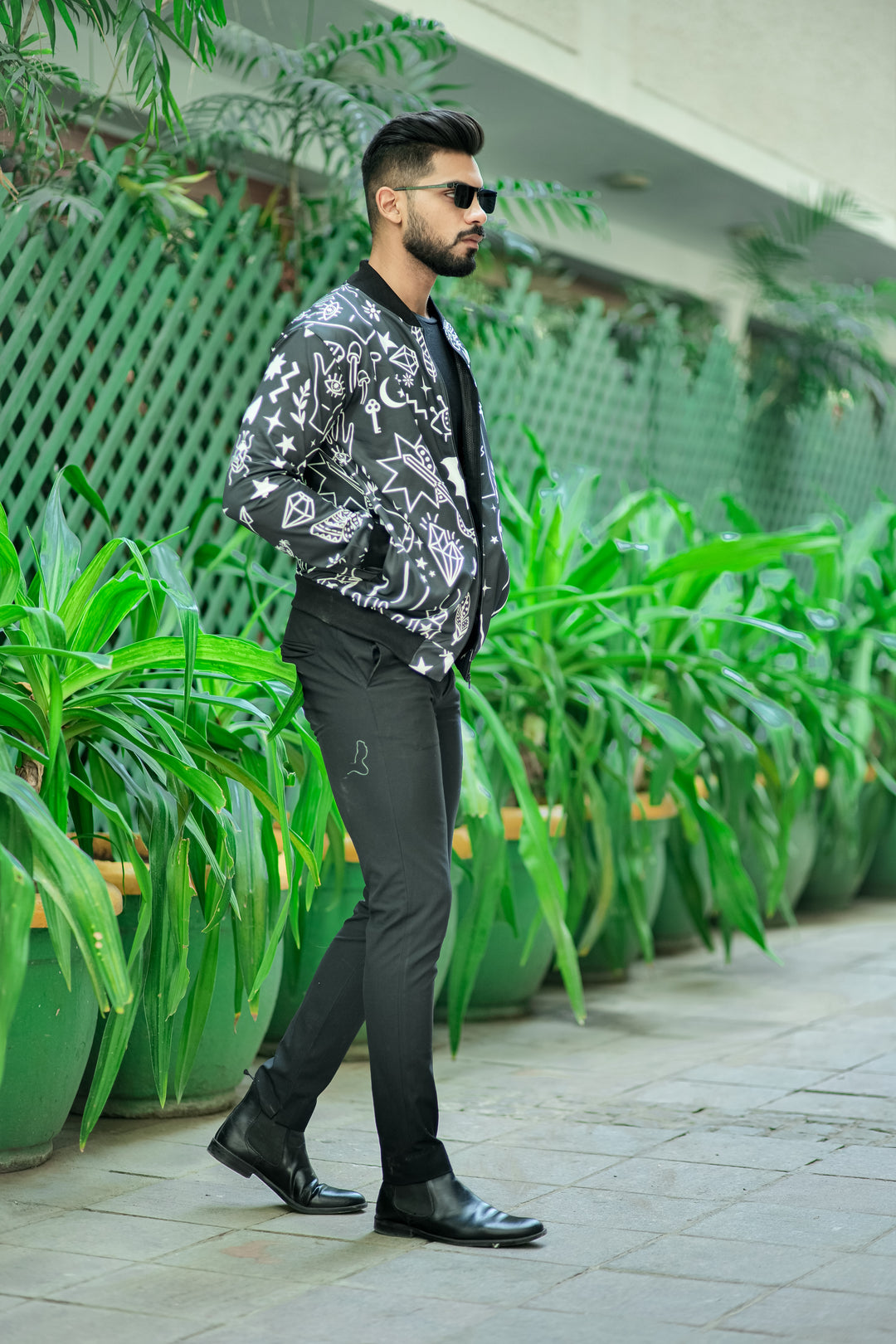 Dark Green "Digital Print" Bomber Jacket