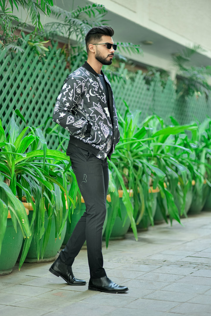Dark Green "Digital Print" Bomber Jacket