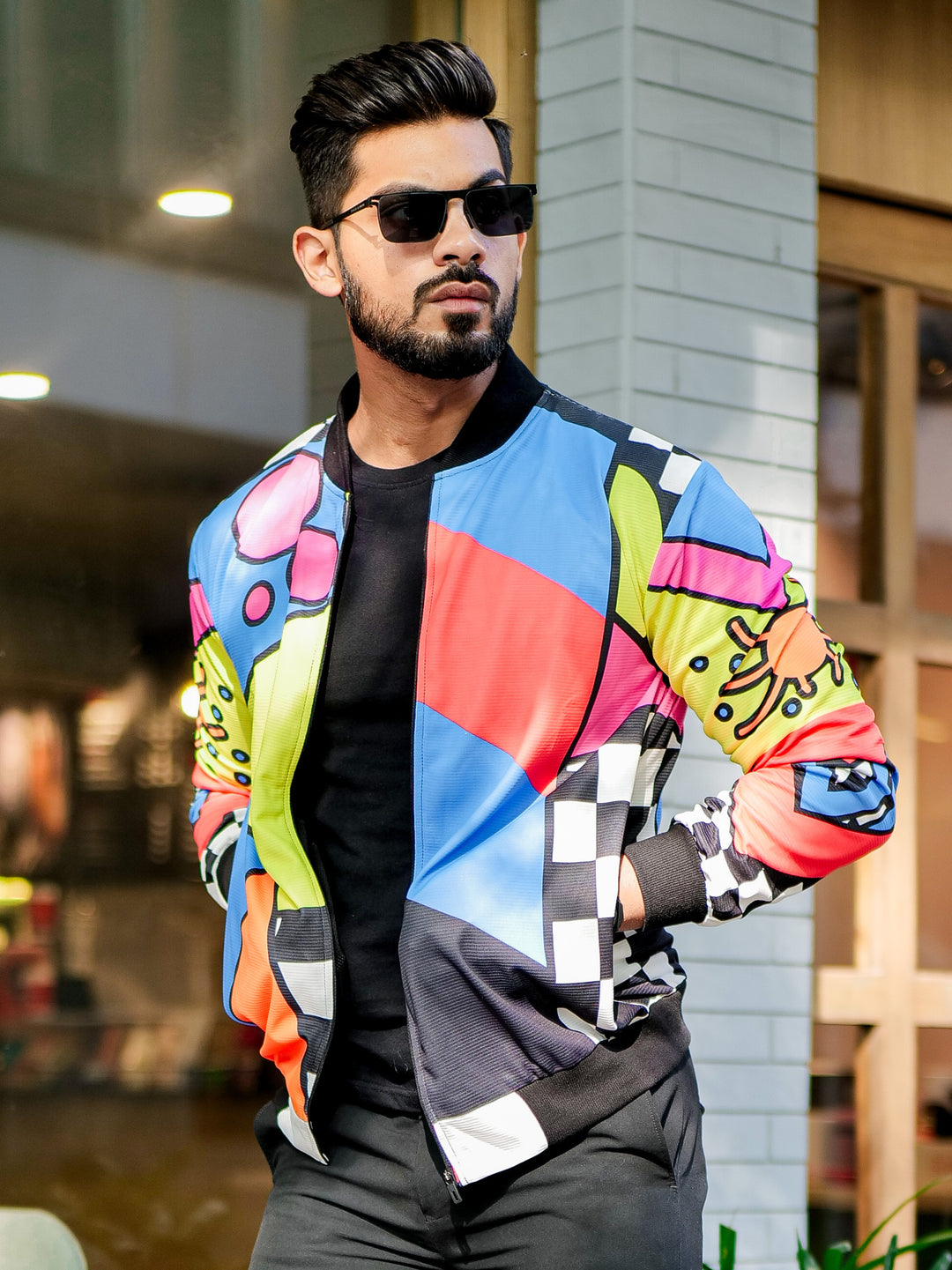 Multicolor Digital Bomber Jacket