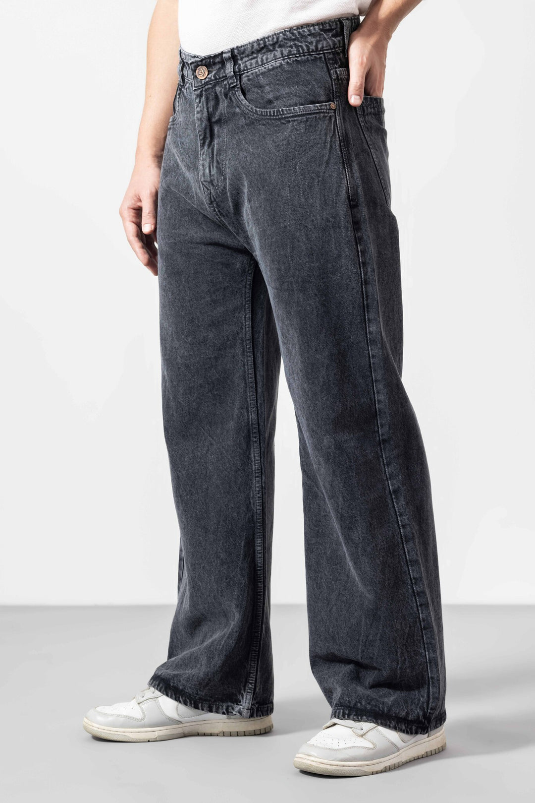 Steel Grey Loose Fit Denim Jeans