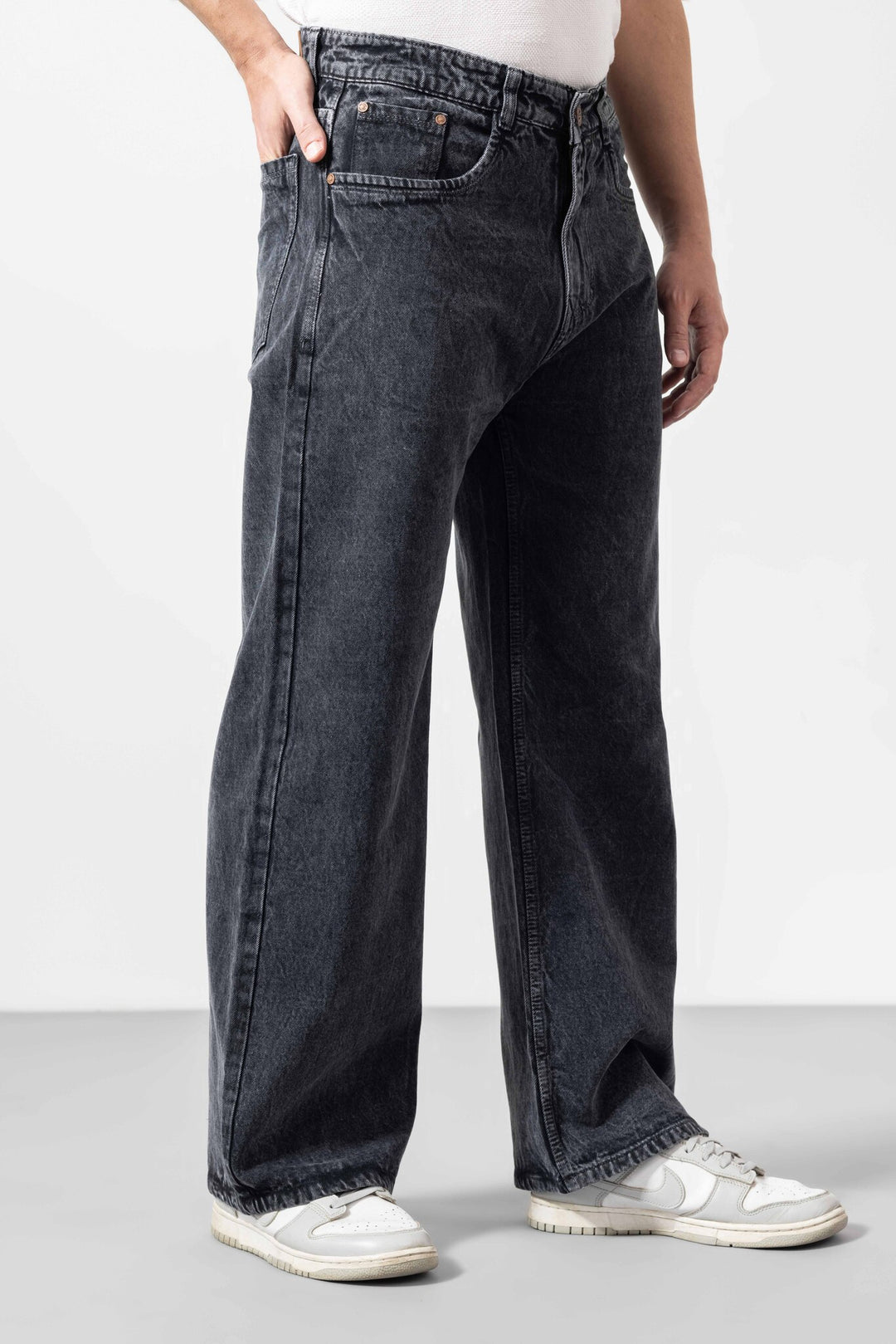 Steel Grey Loose Fit Denim Jeans