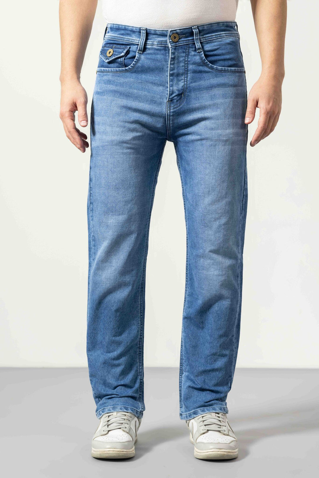 Blue Straight fit Washed Denims