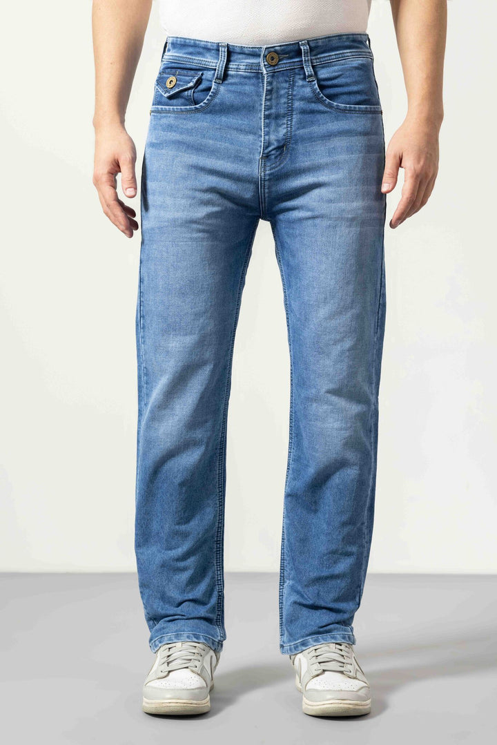 Blue Straight fit Washed Denims