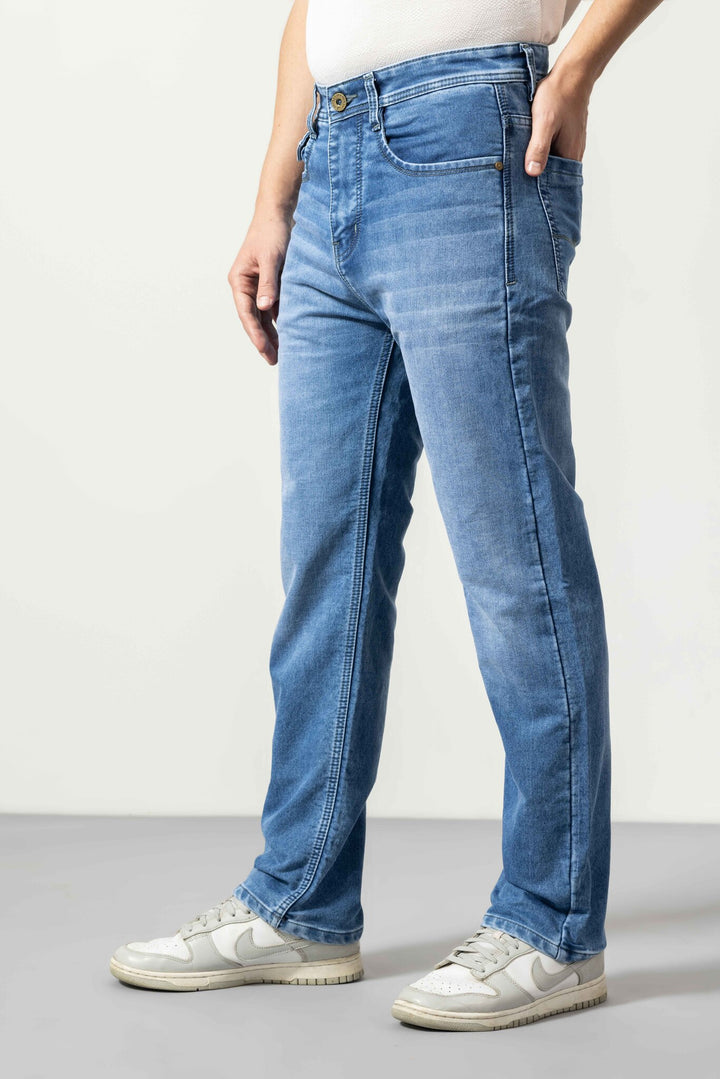 Blue Straight fit Washed Denims