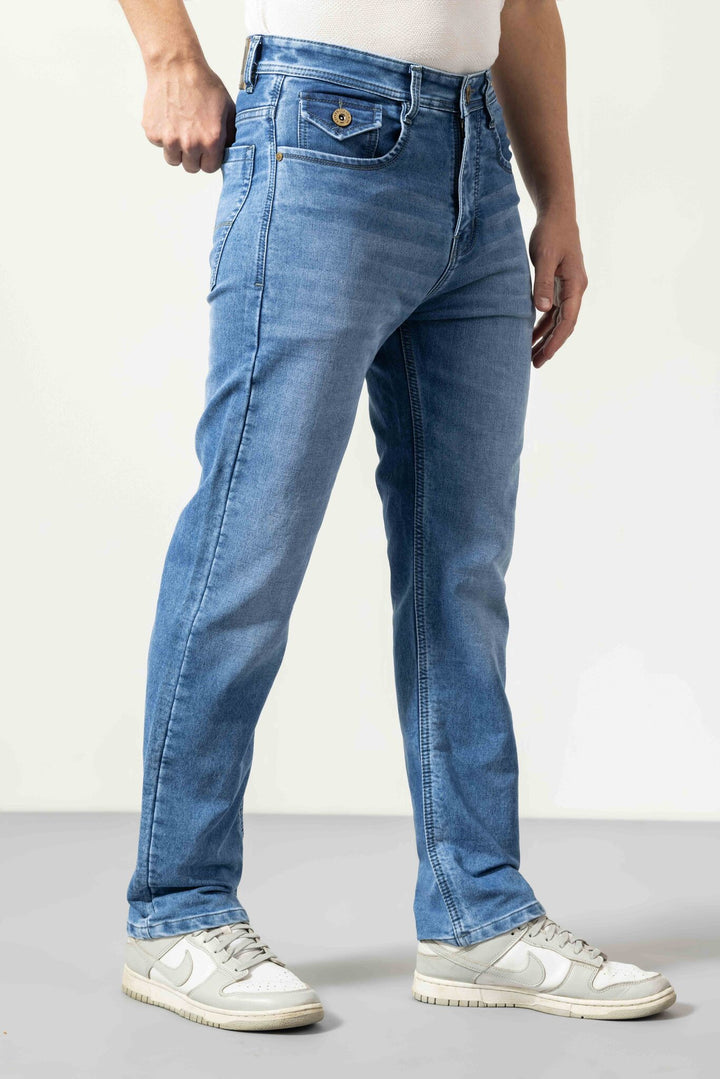 Blue Straight fit Washed Denims
