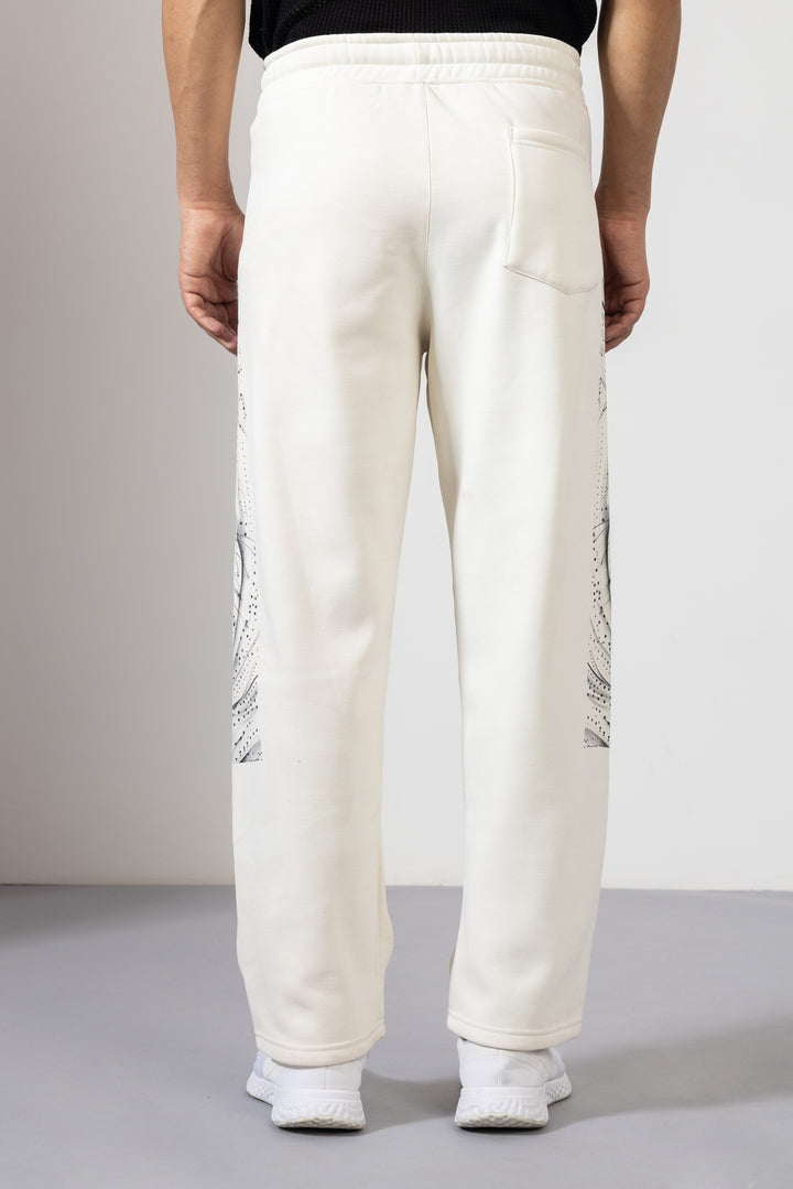 Cream Printed Sweatpants