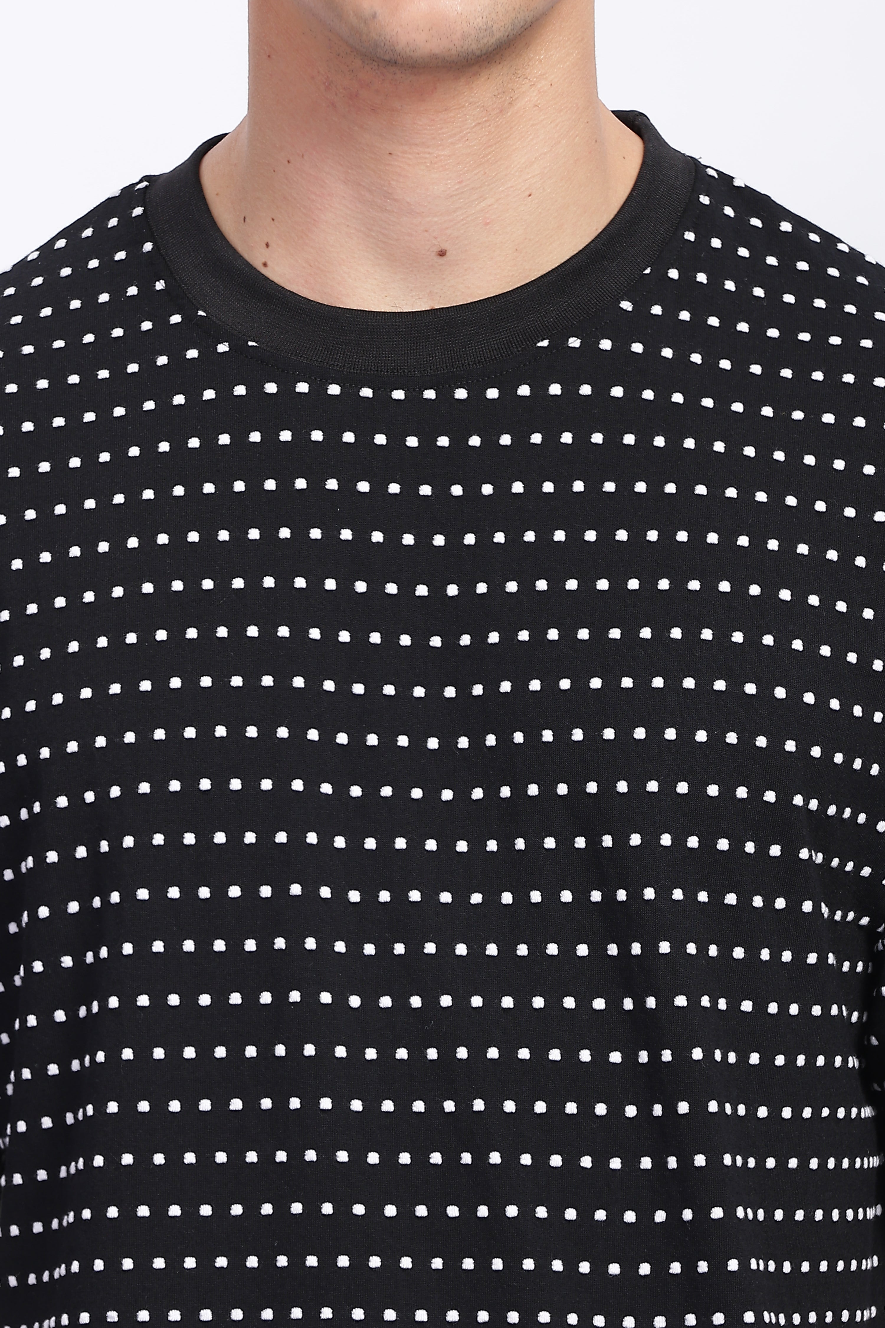 Black Oversized Self Design T-Shirt