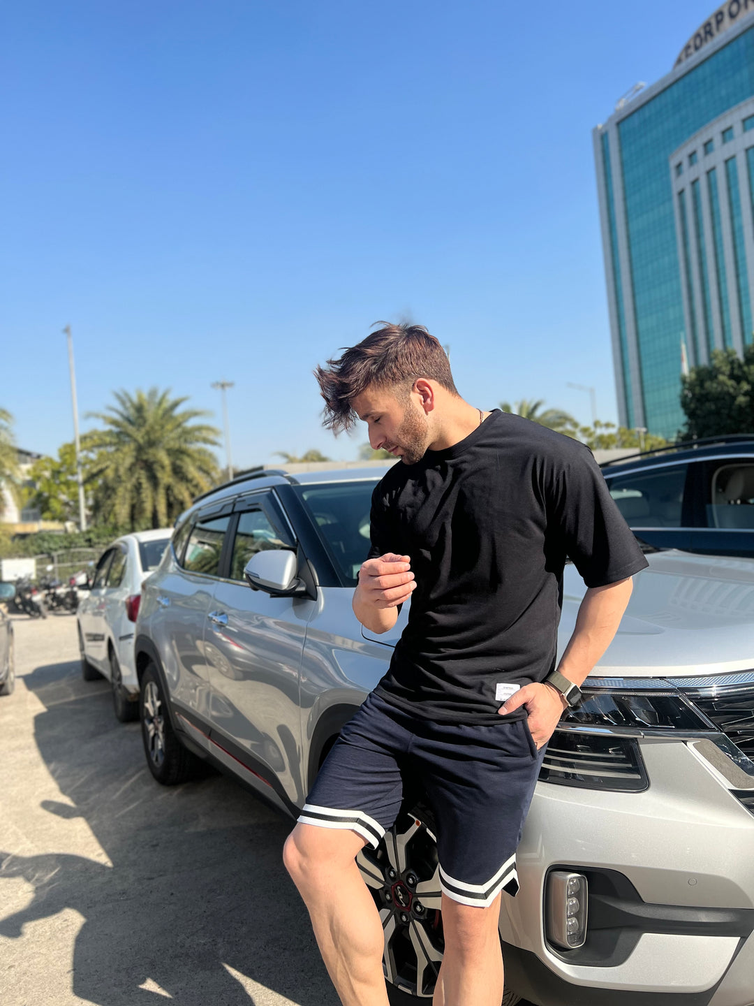 Dark Blue Tapered Shorts