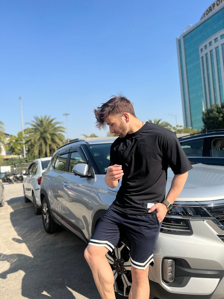 Dark Blue Tapered Shorts