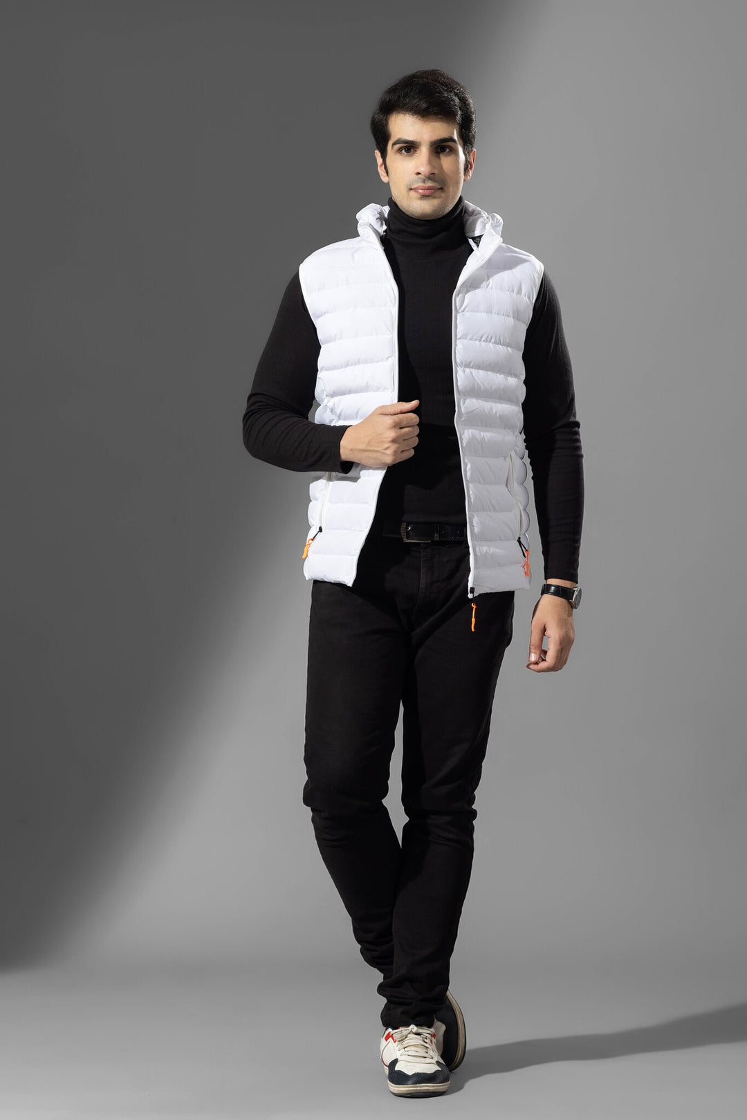 White Men Sleeveless Puffer Jacket