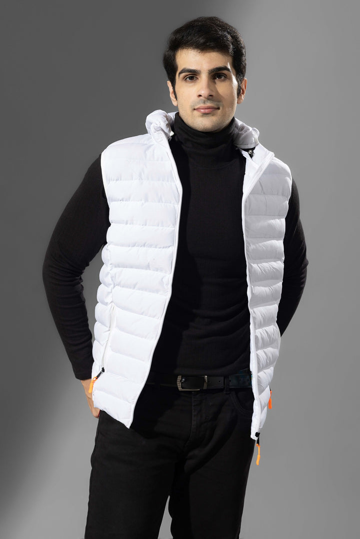 White Men Sleeveless Puffer Jacket