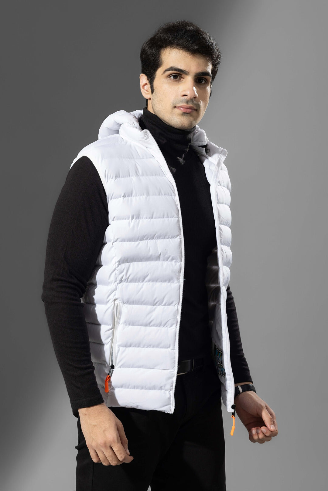 White Men Sleeveless Puffer Jacket