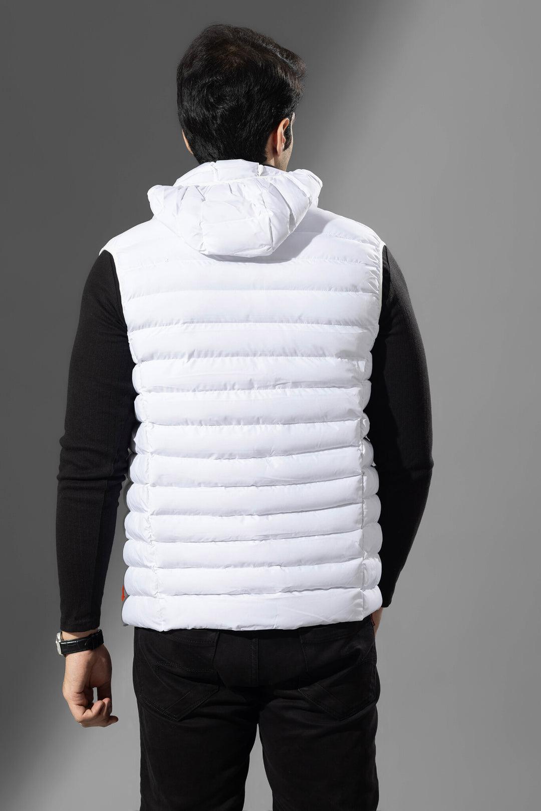 White Men Sleeveless Puffer Jacket