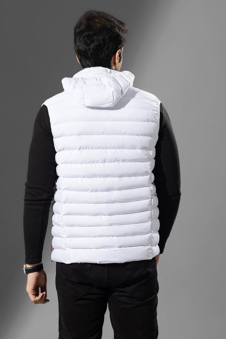 White Men Sleeveless Puffer Jacket