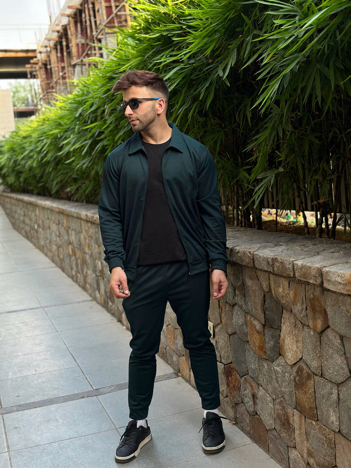 Tinted Self Design Teal Blue Tracksuit Co-Ord