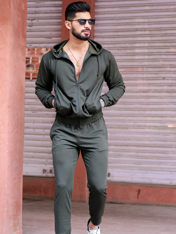 Peanut Check Olive Tracksuit Co-Ord