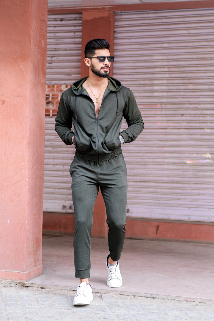 Peanut Check Olive Tracksuit Co-Ord