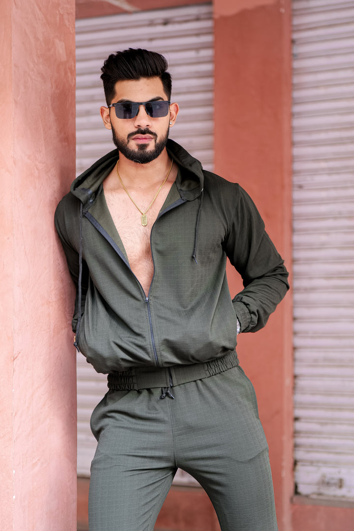 Peanut Check Olive Tracksuit Co-Ord
