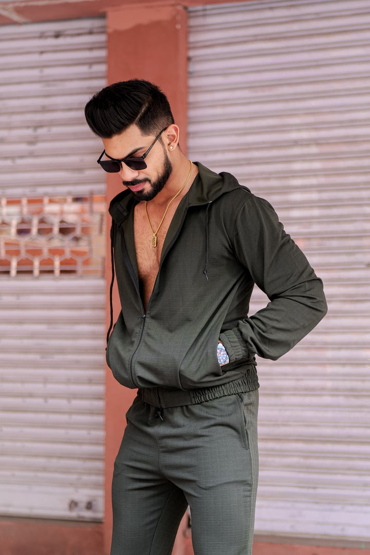 Peanut Check Olive Tracksuit Co-Ord