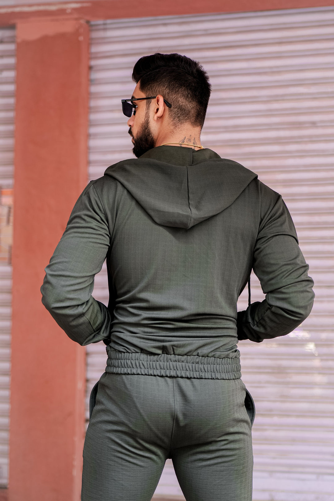 Peanut Check Olive Tracksuit Co-Ord