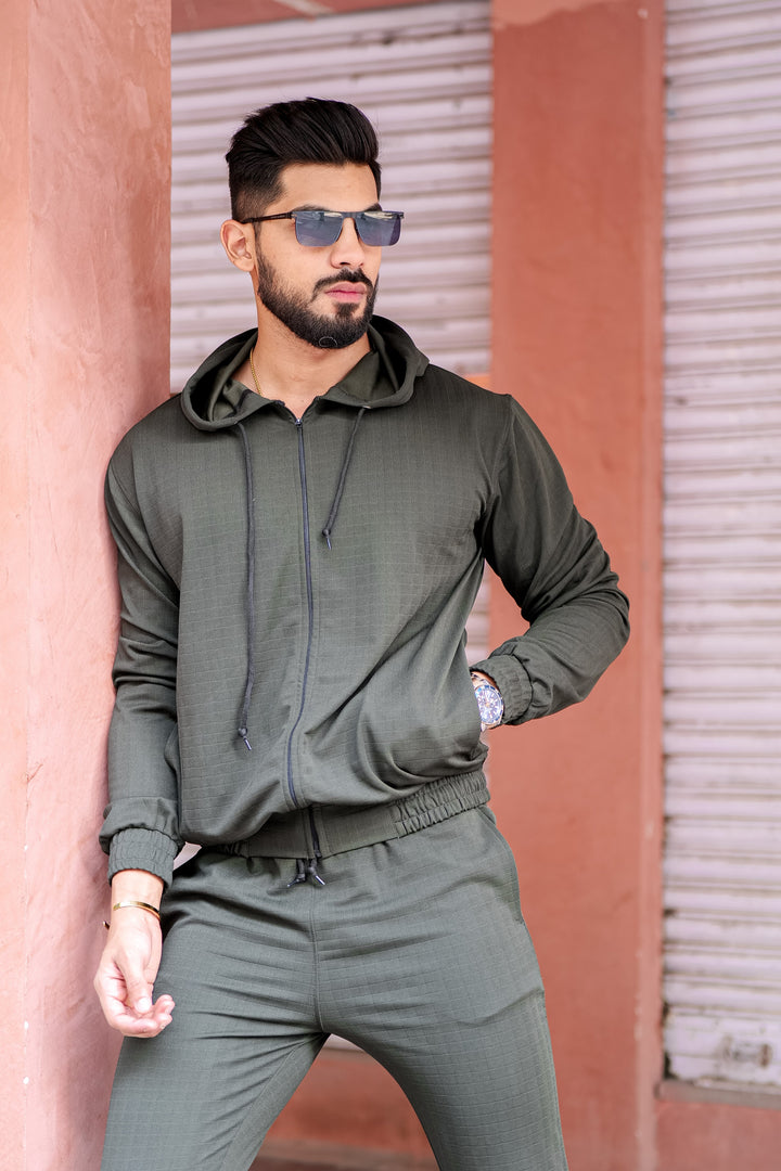Peanut Check Olive Tracksuit Co-Ord