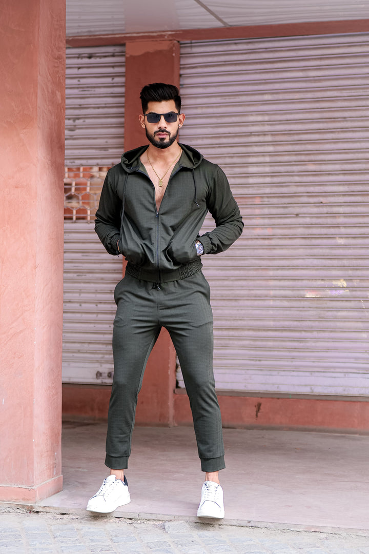 Peanut Check Olive Tracksuit Co-Ord