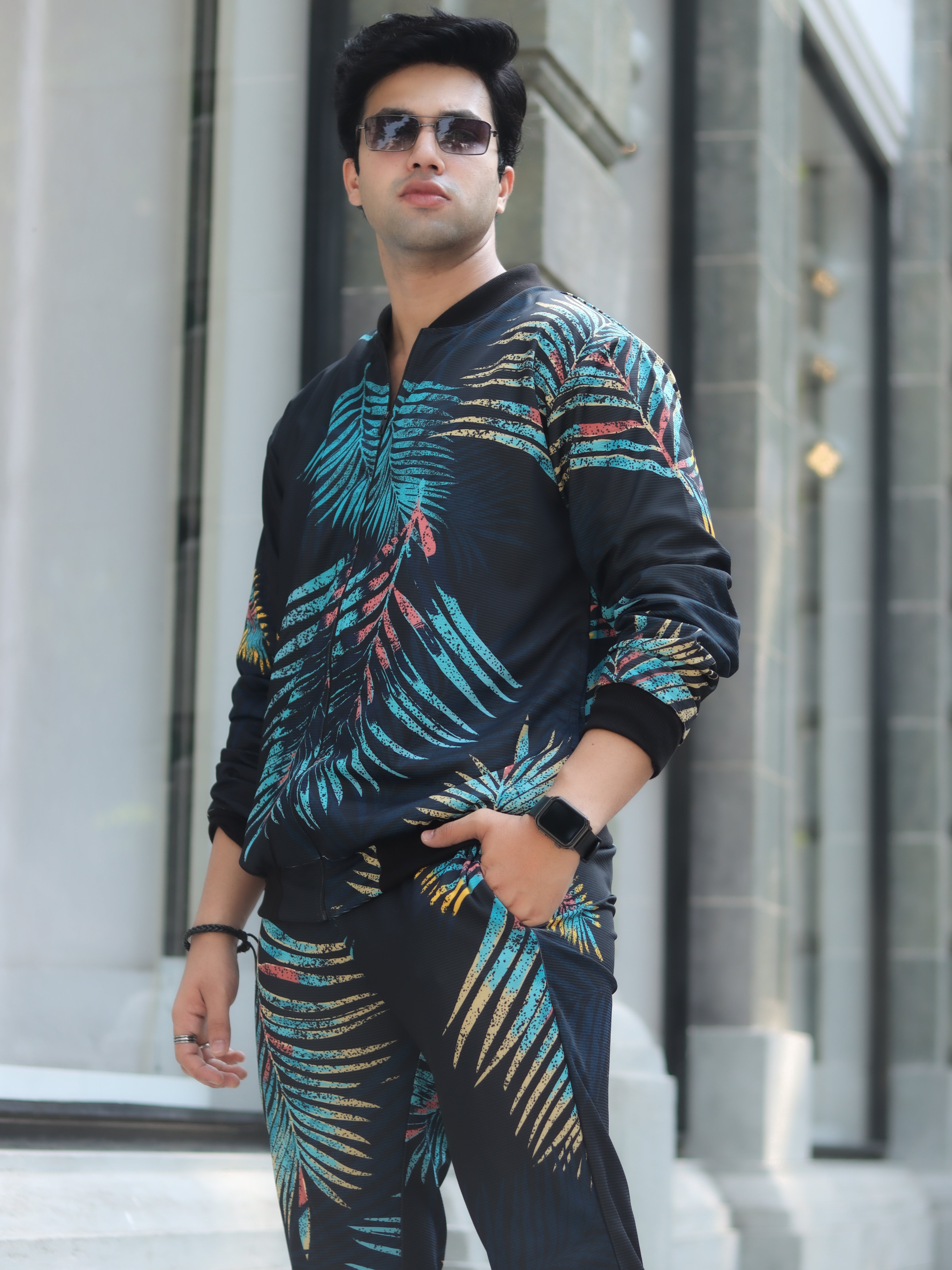 Digital Printed Floral Navy Tracksuit Co-Ords