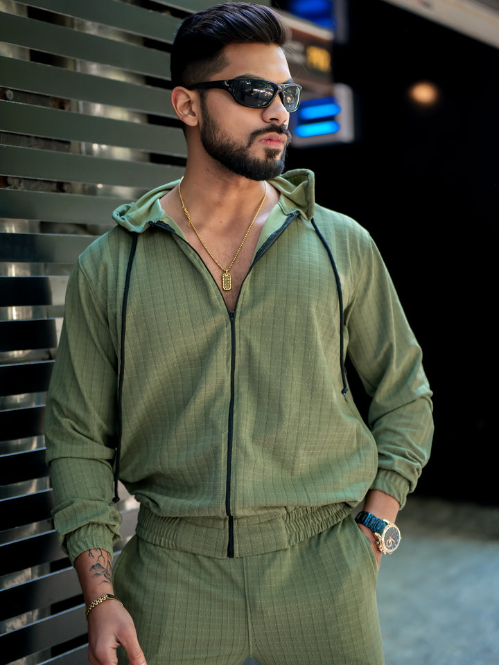 Peanut Check Hooded Green Tracksuit Co-ord