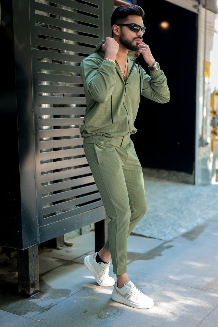 Peanut Check Hooded Green Tracksuit Co-ord
