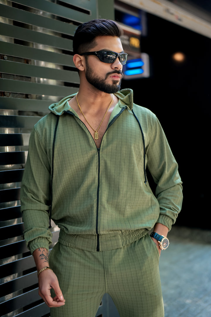 Peanut Check Hooded Green Tracksuit Co-ord