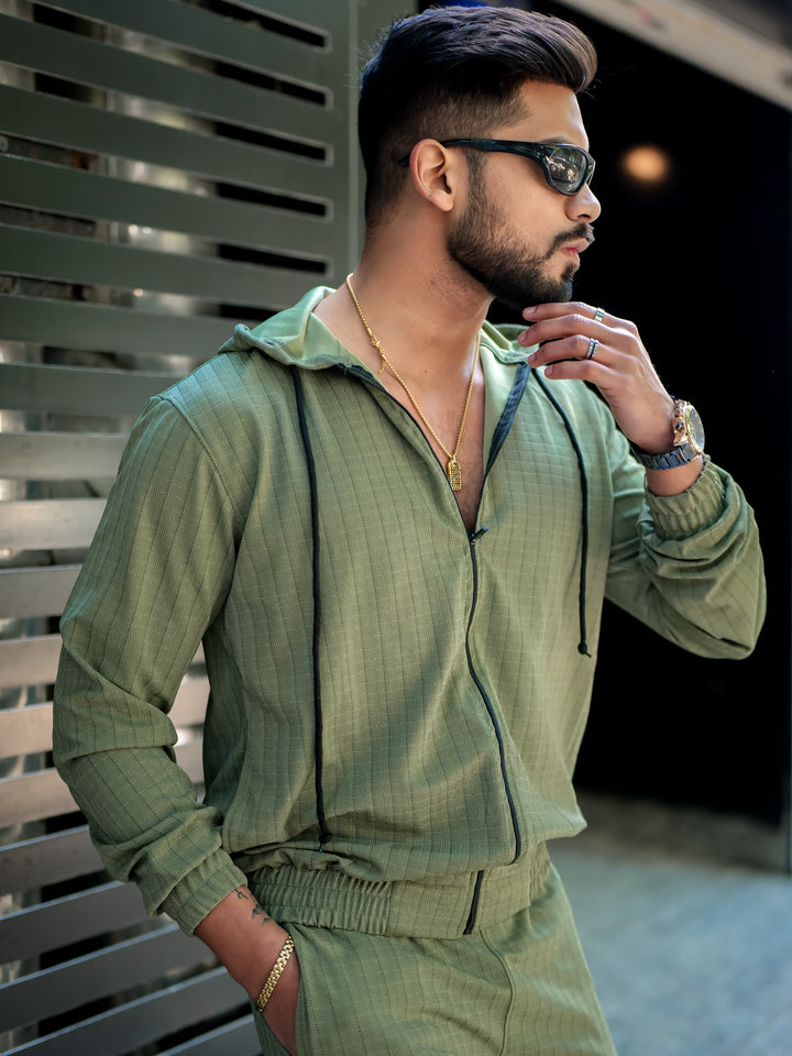 Peanut Check Hooded Green Tracksuit Co-ord