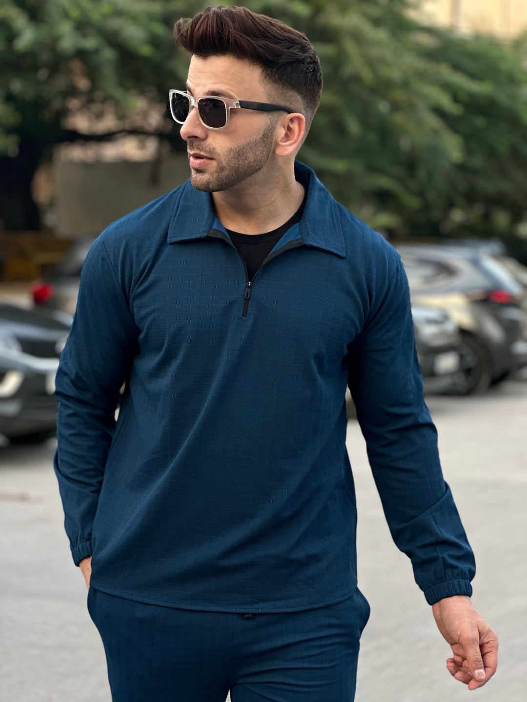 Peanut Check Blue Tracksuit Co-Ords