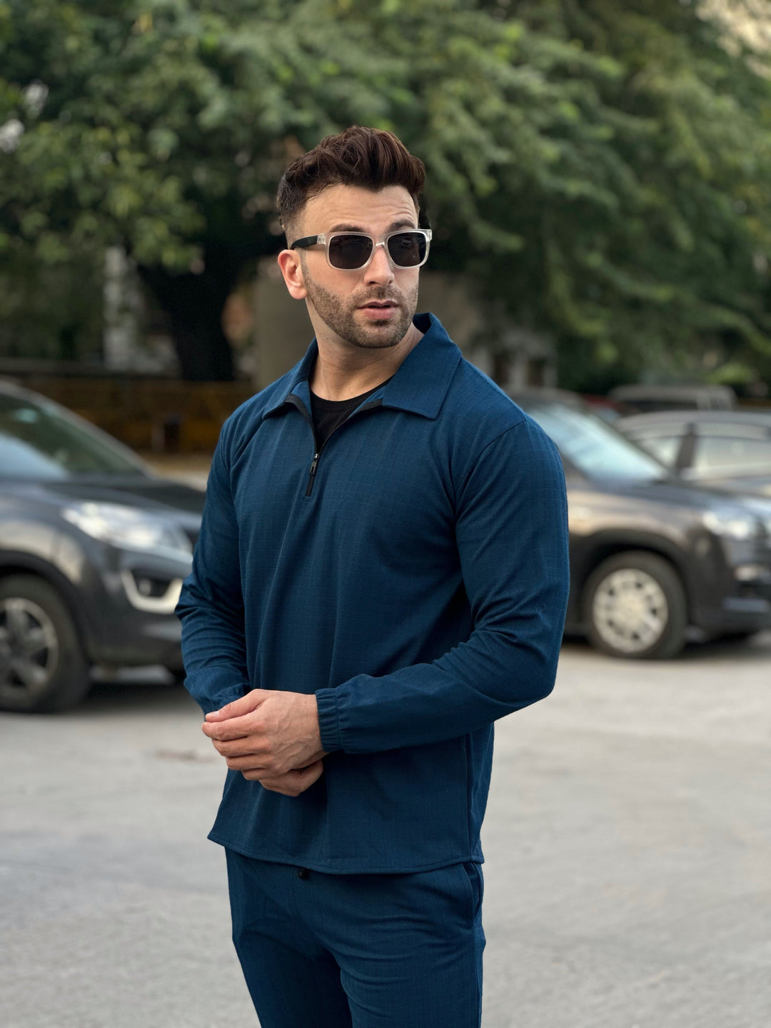 Peanut Check Blue Tracksuit Co-Ords