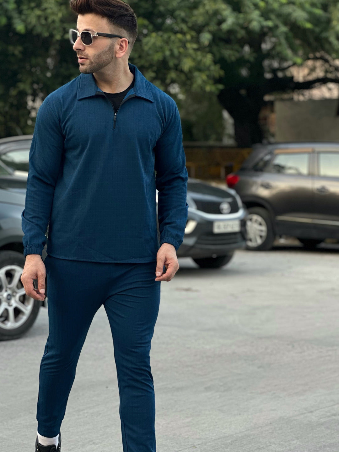 Peanut Check Blue Tracksuit Co-Ords