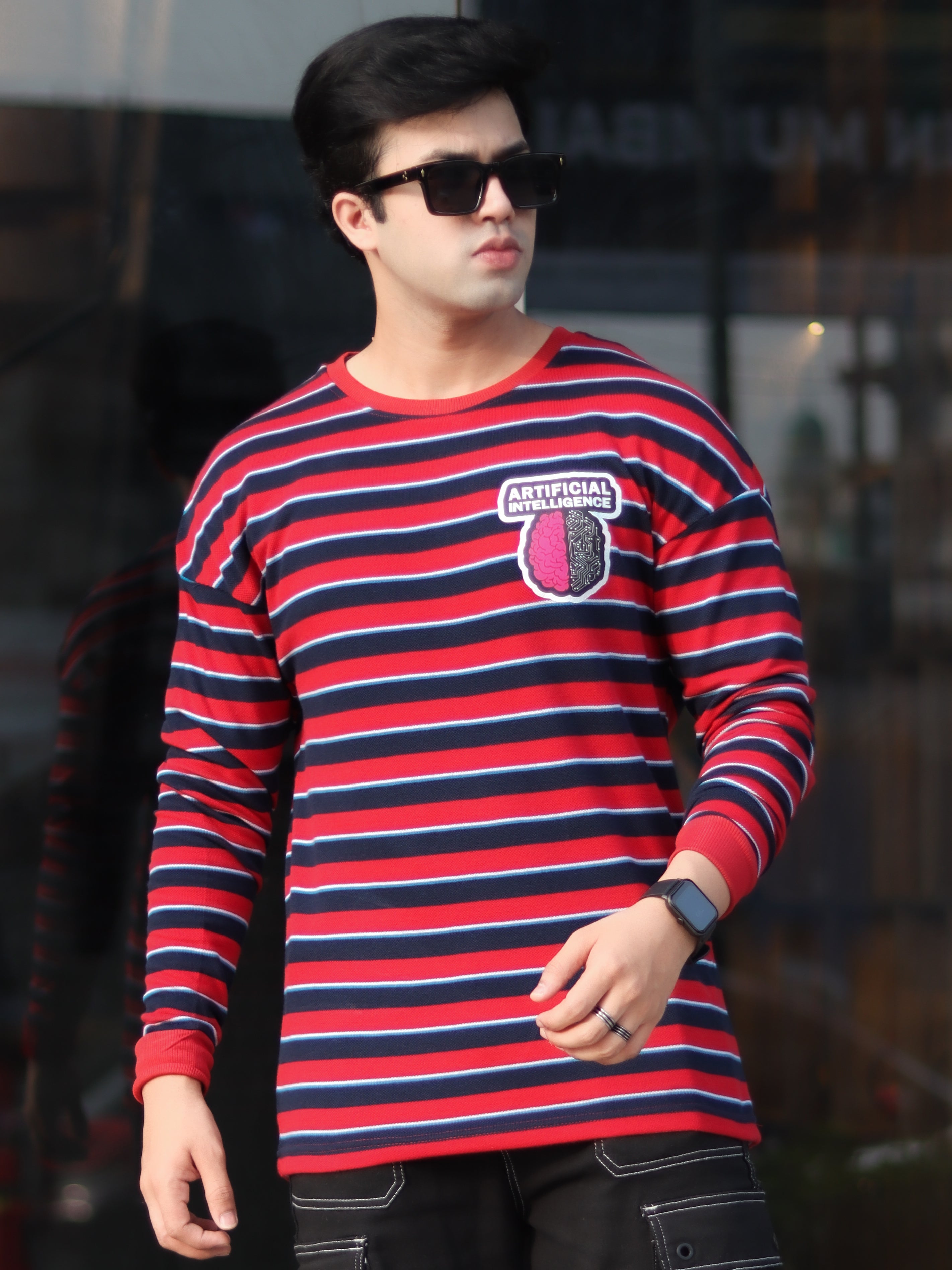 Red Navy Matty Oversized Color Block T-Shirt – Gritstones