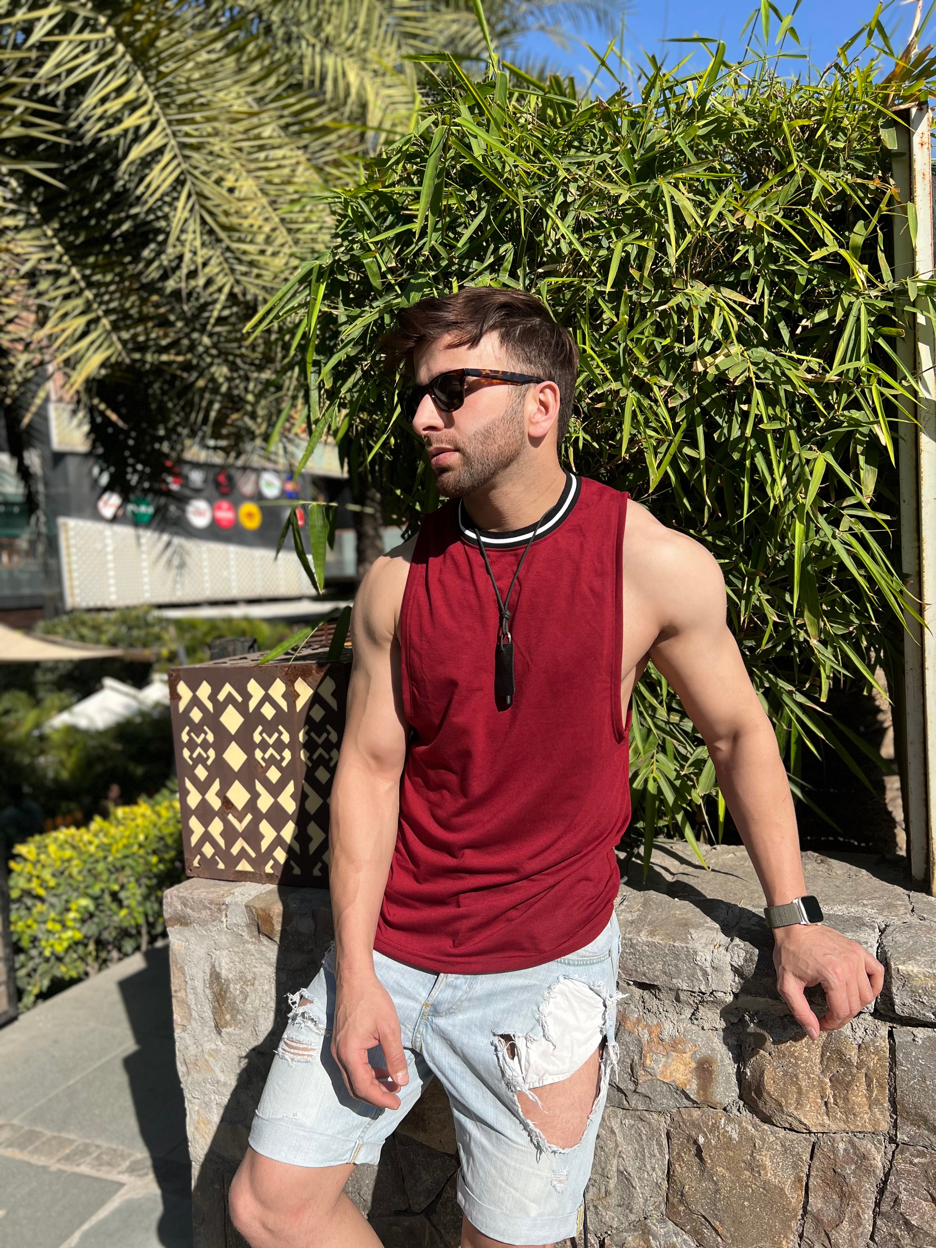 Maroon Oversized Training Vest